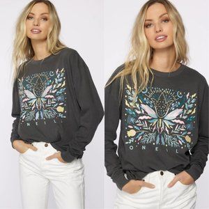 NWT O'Neill Folklore Lotus Graphic Tee Long Sleeve TShirt Black Size XS